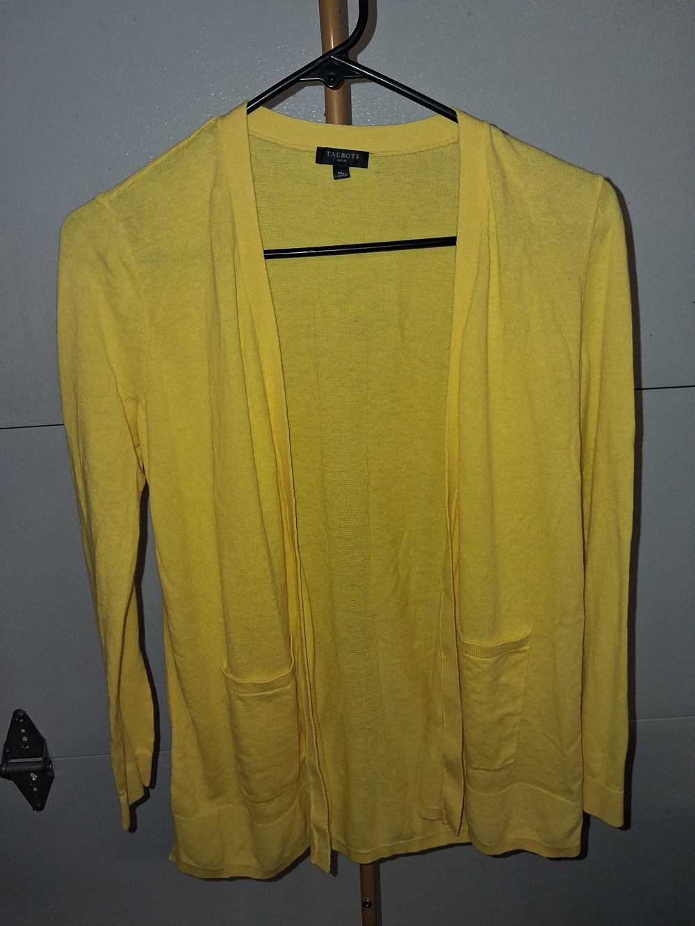 Talbots Women's Yellow Cotton Linen Open-Front Cardigan Sweater
